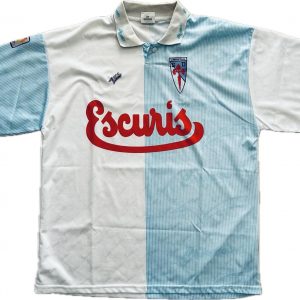 compostela home kit 1994 1995 escuris sponsorship white ligh blue