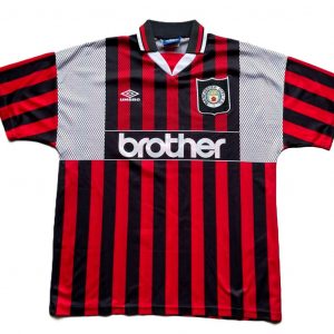 Manchester city away umbro 1994 1996 red black brother