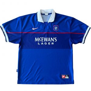 rangers glasgow nike home jersey 1997 1999 blue