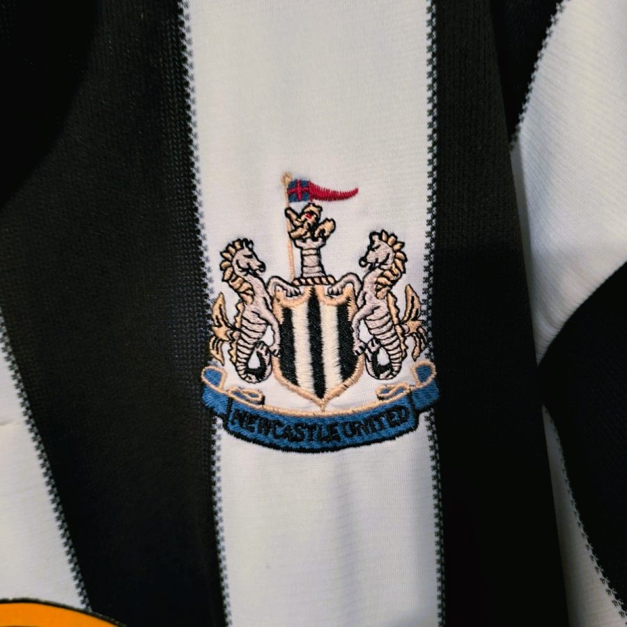 Newcastle home kit adidas 1995 1997 white black brown ale stripes