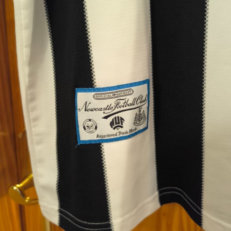 Newcastle home kit adidas 1995 1997 white black brown ale stripes