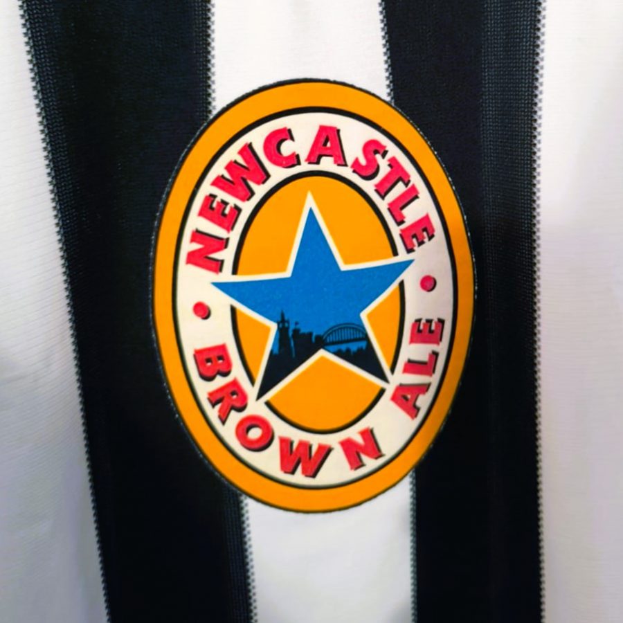 Newcastle home kit adidas 1995 1997 white black brown ale stripes