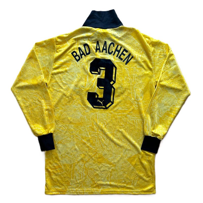 alemannia aachen puma home kit long sleeves1990 1991 yellow dreco