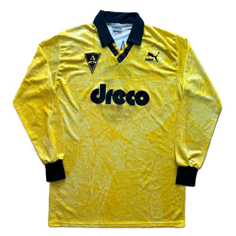 alemannia aachen puma home kit long sleeves1990 1991 yellow dreco