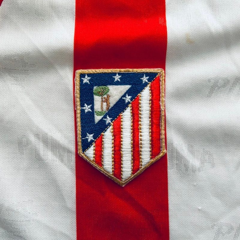 camiseta atletico madrid 1993 1994 home kit rayas rojo blanco escudo