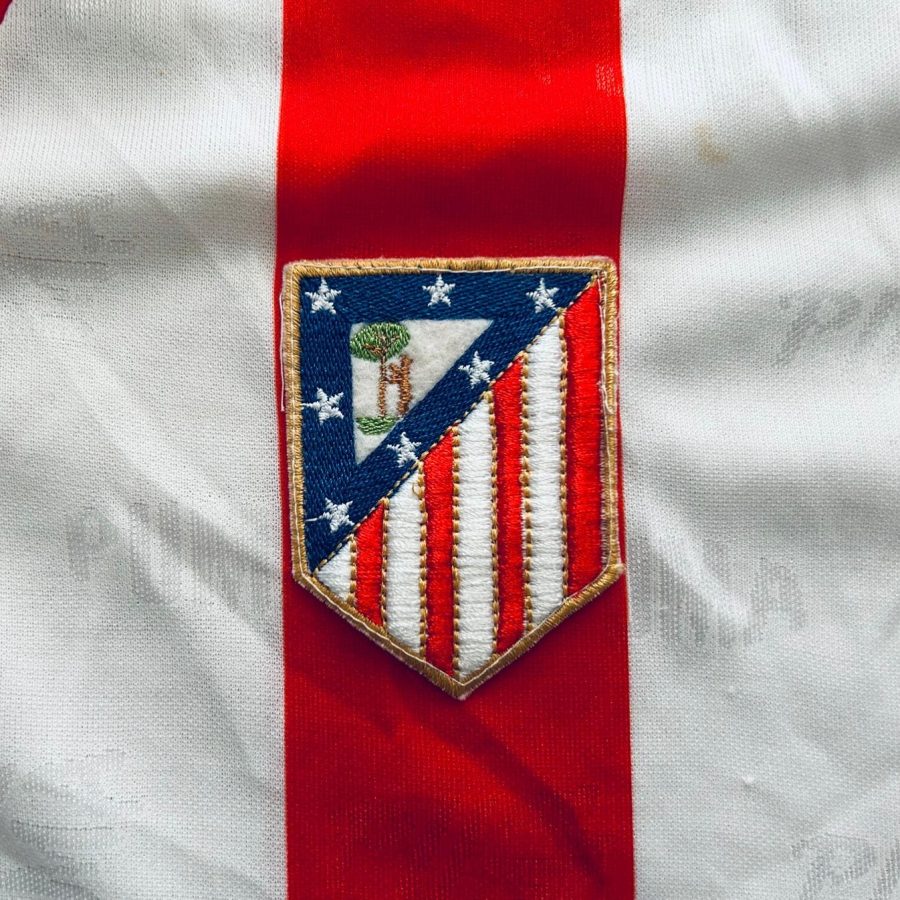 camiseta atletico madrid 1993 1994 home kit rayas rojo blanco escudo