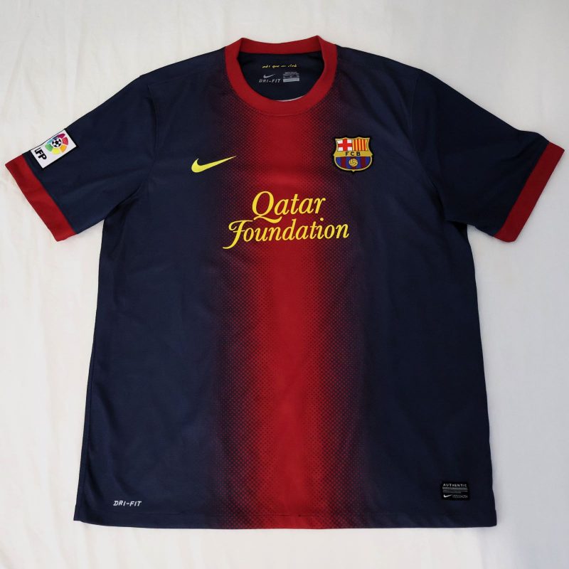 barcelona home nike 2012 2013 front navy blue red unicef qatar foundation