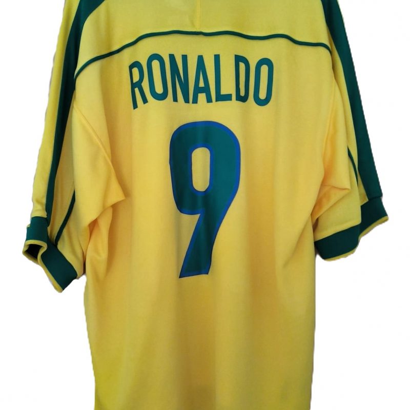 brazil nike home kit 1998 yellow ronaldo r9