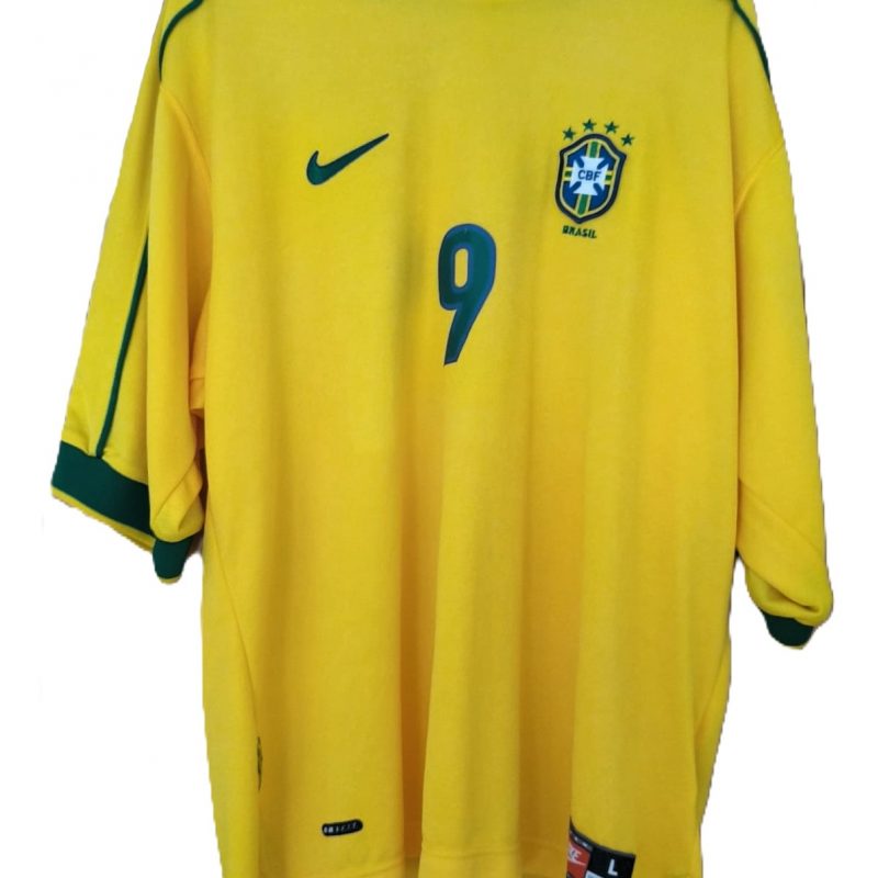 brazil nike home kit 1998 yellow ronaldo r9