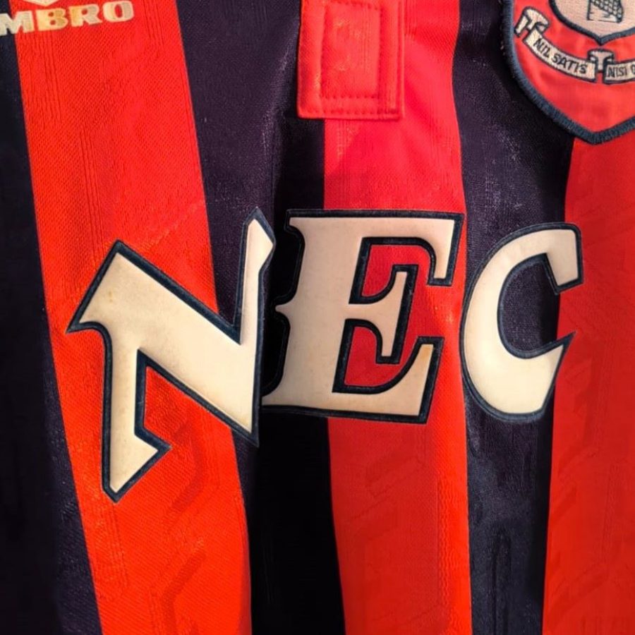 everton away kit umbro 1992 1994 front nc orange black