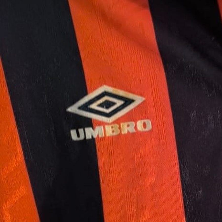 everton away kit umbro 1992 1994 front nc orange black