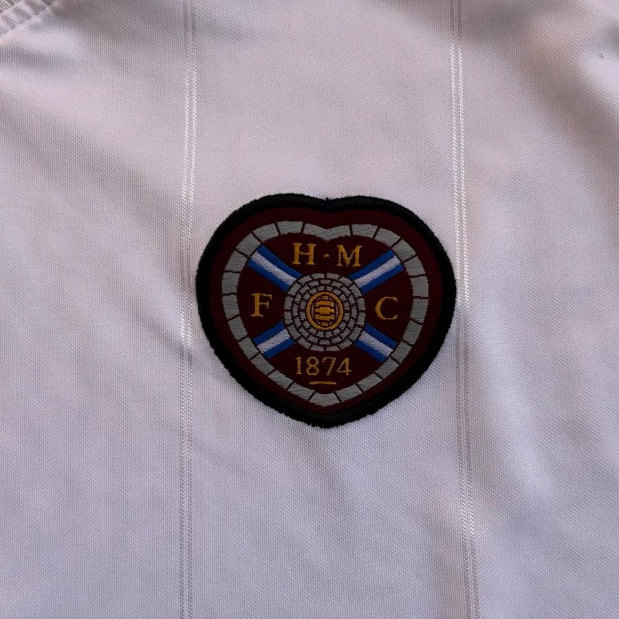 heart midlothian away kit 2003 2004 white grey crest