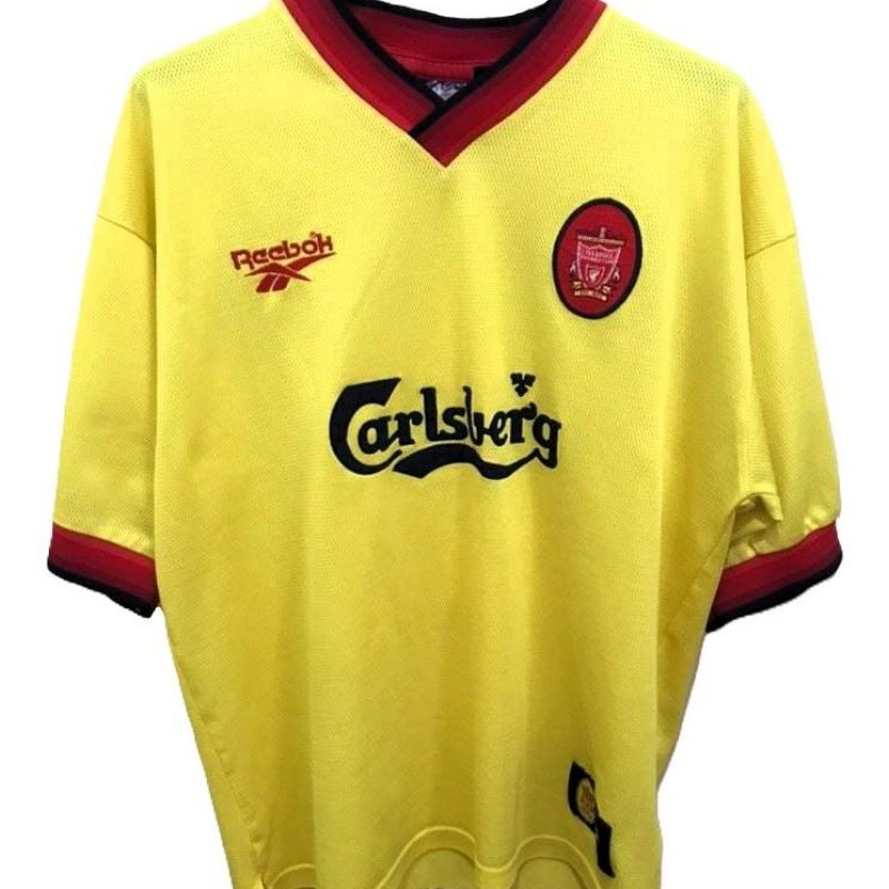 liverpool away third reebok 1997 1999 yellow carlsberg