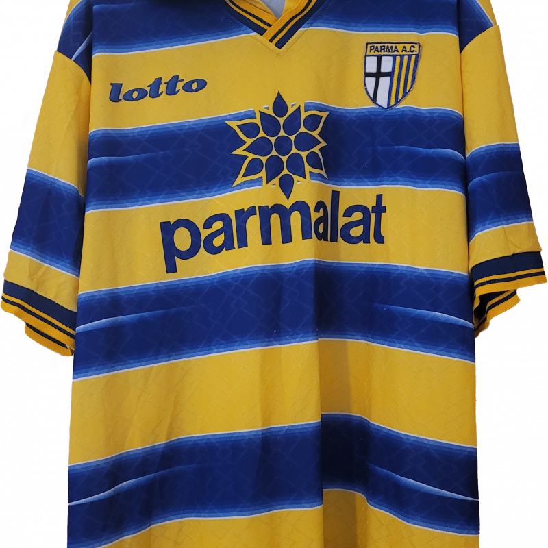 parma home 1998 1999f lotto yellow blue