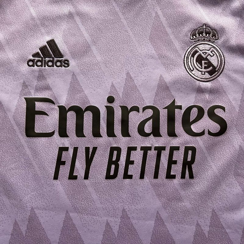real madrid away 2022 2023 purple violet adidas fly emirates